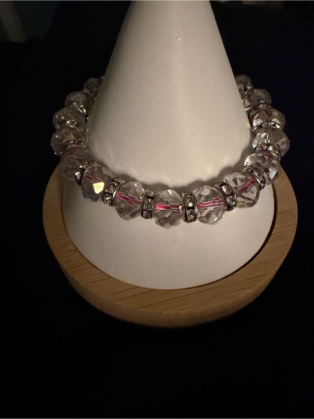 Crystal Bead Stretch Bracelet - Clear